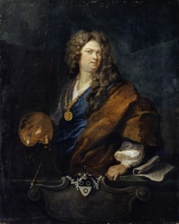 Self-portrait with the Family Crest, 1710, oil on canvas, 42.5 x 33.5 cm, signed and dated on the
