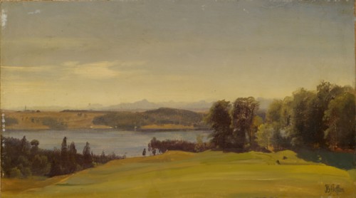 The Starnbergersee near Pöcking, 1840, oil on paper, on board, 21 x 37.5 cm, not marked, Johann