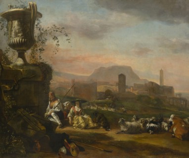 Roman Landscape with Shepherds, c. 1648/50, oil on canvas, 115.5 x 137.5 cm, unsigned, Jan Baptist