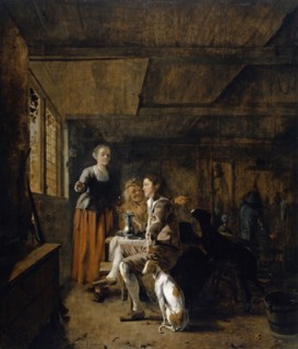 Hunter in the Tavern, c. 1650, oil on oak, 72 x 61.5 cm, unsigned, Ludolph de Jongh, Overschie