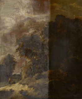 Landscape with trees and staffage, oil on oak wood, 64 x 52.5 cm, not specified, Niederländischer