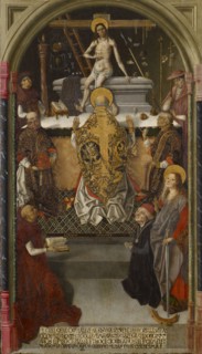 The Gregory Mass with a donor, c. 1480-1500, mixed technique on fir wood, 129.5 x 74.5 cm, unsigned