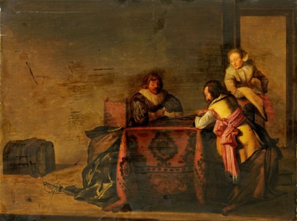 Tric-Trac player, oil on oak wood, 32 x 42 cm, Unmarked, Pieter Jacobsz. Codde, (zugeschrieben /
