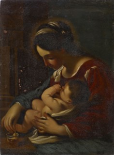 Madonna with Child, oil on copper, 30 x 22 cm, unsigned, Guercino (Giovanni Francesco Barbieri),