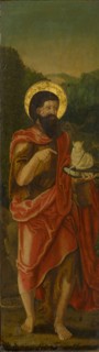 Saint John the Baptist, oil on panel, 48.5 x 14 cm, unsigned, Anton Woensam von Worms, (Schule /