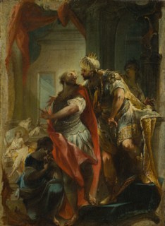 The hl., Sampson with Emperor Justinian, oil on canvas, mounted on plywood, 29 x 21.5 cm, unmarked,