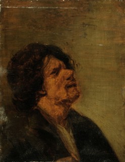 Peasant's head, oil on oak wood, 24 x 18 cm, not marked, Joos van Craesbeeck, (Kopie nach (?) /