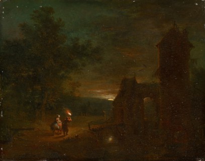 The Flight to Egypt, Oil on Oak, 19 x 24 cm, Unmarked, Johann Conrad Seekatz, Grünstadt 1719–1768