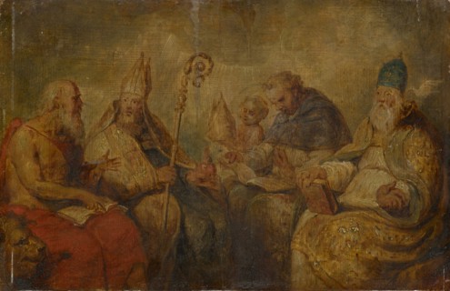 The Four Latin Fathers of the Church, oil on panel, 25.5 x 39 cm, unsigned, Jacob Jordaens (1),