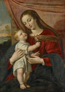 Madonna with Child, Oil on Oak, 105 x 75.5 cm, Unmarked, Maarten Pepyn, (?), Antwerpen 1575–1642