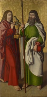 Apostle John and Matthew (inside), Lactatio of St. Bernard of Clairvaux (outside), c. 1490, mixed