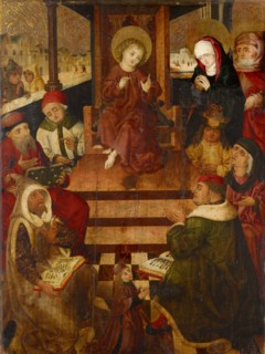 The twelve-year-old Jesus in the temple with a kneeling benefactor, c. 1460/1470, mixed media on