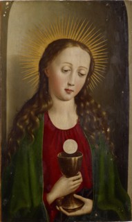St. Barbara, late 15th century, mixed technique on basswood, 63 x 35 cm, not marked, Basler
