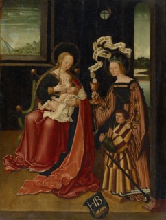 Madonna lactans with from the hl., Barbara recommended donor, 1515, oil on fir wood, 59 x 45.5 cm,