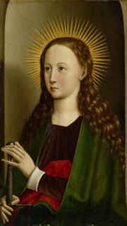 St. Katharina, end of the 15th century, mixed technique on lime wood, 64 x 37.5 cm, unsigned,