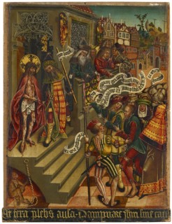 Ecce homo (front), Marbling with year number 1499 (back), 1499, mixed technique on basswood, 40 x