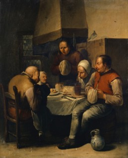 Peasant Praying, Oil on Oak, 32.5 x 26.5 cm, Unmarked, Egbert van Heemskerck, Haarlem 1634/35–1704