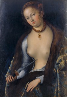 Lucretia, oil on lime wood, 84.5 x 59 cm, not specified, Lucas Cranach d. Ä., (Kopie nach / copy