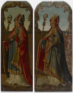 Two bishops (St. Ulrich and St. Blaise), 16th century, oil on oak wood, (St. Ulrich, St. Blaise: 54