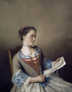The Reader (Portrait of Marianne Lavergne), c. 1746/1754, pastel on parchment, mounted on canvas,