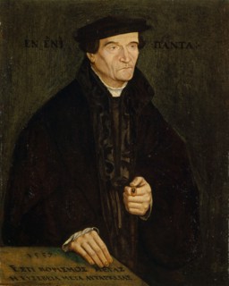 Portrait of Bonifacius Amerbach, 1557, oil on walnut, 51 x 40 cm, side of the head Greek