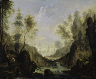 Rocky River Valley, Oil on Copper, 23 x 27.5 cm, Unmarked, Lucas van Uden, (Umkreis / circle),