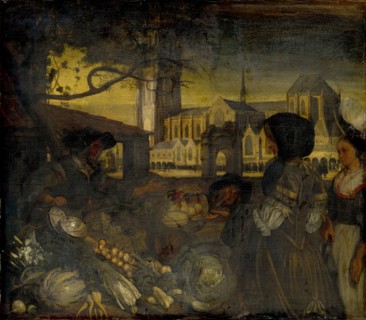 Vegetable Market in Amsterdam, around 1675, oil on canvas, 71 x 80.5 cm, unsigned, Emanuel de