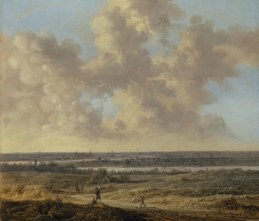Plain with River, 1654, oil on oak, 32 x 37 cm, Signed and dated lower left in the middle: N. [AV