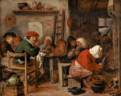 Pancake baker, 1630s, oil on oak, 28.9 x 36.3 cm, monogrammed on the wooden block bottom left: a.,