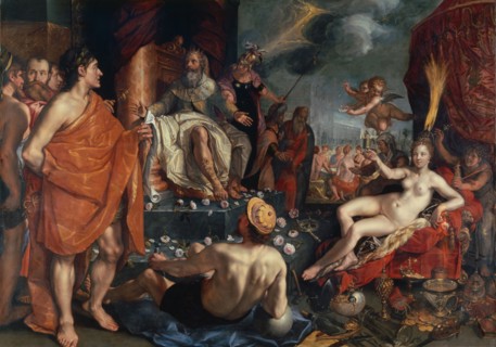 Hermes presents Pandora to King Epimetheus, 1611, oil on canvas, 181 x 256.8 cm, monogrammed and