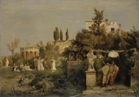Old Roman wine tavern, c. 1866, tempera on canvas, 44.2 x 62.4 cm, signed lower left: A Böcklin f