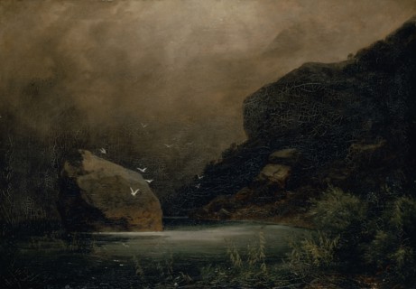 Mountain lake with seagulls, 1847, oil on canvas, 45.6 x 64.7 cm, not marked, Arnold Böcklin, Basel