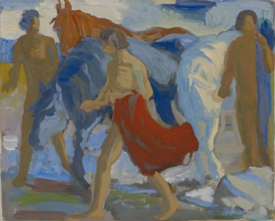 Youngsters with horses, c. 1913/15, tempera on paper, 63 x 74 cm, unmarked, Paul Altherr,