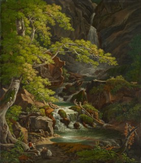 Waterfall in Münstertal, oil on canvas, 50 x 44 cm, not marked, Peter Birmann, Basel 1758–1844
