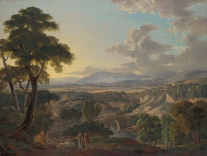 Italian landscape with shepherds, oil on canvas, 91.5 x 120.5 cm, unsigned, Peter Birmann, Basel