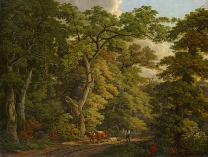 Farmer with livestock in the Basel Hard, 1813, oil on canvas, 69.5 x 92 cm, Signed, inscribed and