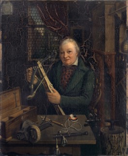 Portrait of the Last Armbruster to Basel, Johann Heinrich Bienz, 1838, oil on panel, 40 x 33 cm,