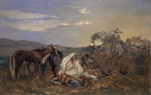 Resting Moors Couple, oil on canvas, 68 x 108.5 cm, unmarked, Frank Buchser, Feldbrunnen/Solothurn
