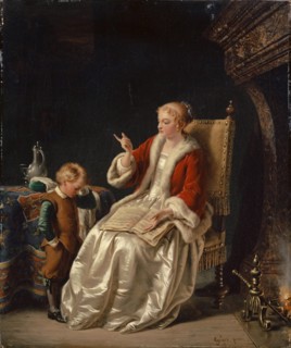 The Maternal Exhortation, oil on canvas, 45 x 37 cm, Signed lower right: Geyer., pinx, :, Johann