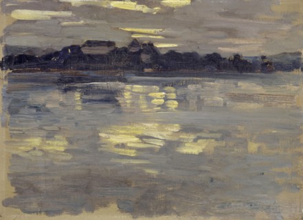 Herrenchiemsee, oil on canvas on cardboard, 26.5 x 36.5 cm, not marked, Wilhelm Ludwig Lehmann,