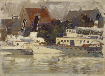 Lindau, 1911, oil on canvas on cardboard, 26.5 x 36.5 cm, signed and dated lower right with red