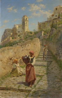 Street in Capri, 1884, oil on canvas, 64 x 40.5 cm, signed, inscribed and dated lower right:
