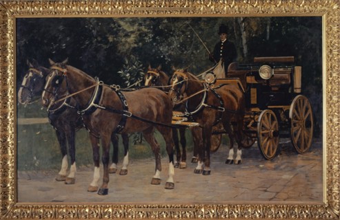 A four-in-hand, 1894, oil on canvas, 151 x 245 cm, signed and dated lower right: Hans Sandreuter