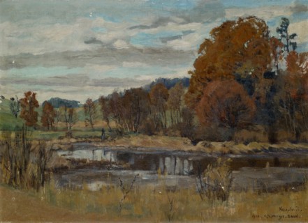 Landscape near Hauptwil, 1920, oil on board, on canvas, 32.5 x 44.5 cm, inscribed, dated and signed