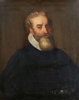 Portrait of a black-robed bearded gentleman, oil on canvas, 77.5 x 62 cm, unmarked, Schweizerischer