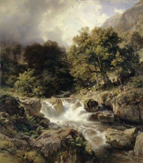 Landscape with motifs from the Murg Valley on the Walensee, 1863, oil on canvas, 160 x 141 cm,