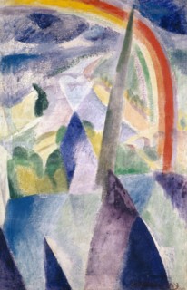 La flèche de Notre-Dame (Vue de Paris, Notre-Dame), 1909/14, mixed technique with wax colors on