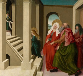 The temple passage of Mary, 1509, oil on spruce wood, 64.5 x 69.5 cm, unsigned, but dated on the
