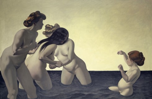 Trois femmes et une petite filou jouant dans l'eau, 1907, oil on canvas, 130.5 x 195.5 cm, signed