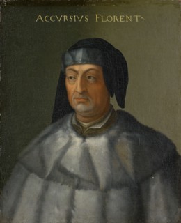 Portrait of Accursius, oil on canvas, 77 x 63 cm, unmarked., Above: ACCVRSIVS FLORENT [INUS],